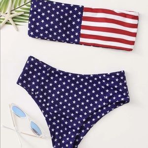 High waisted American flag bikini